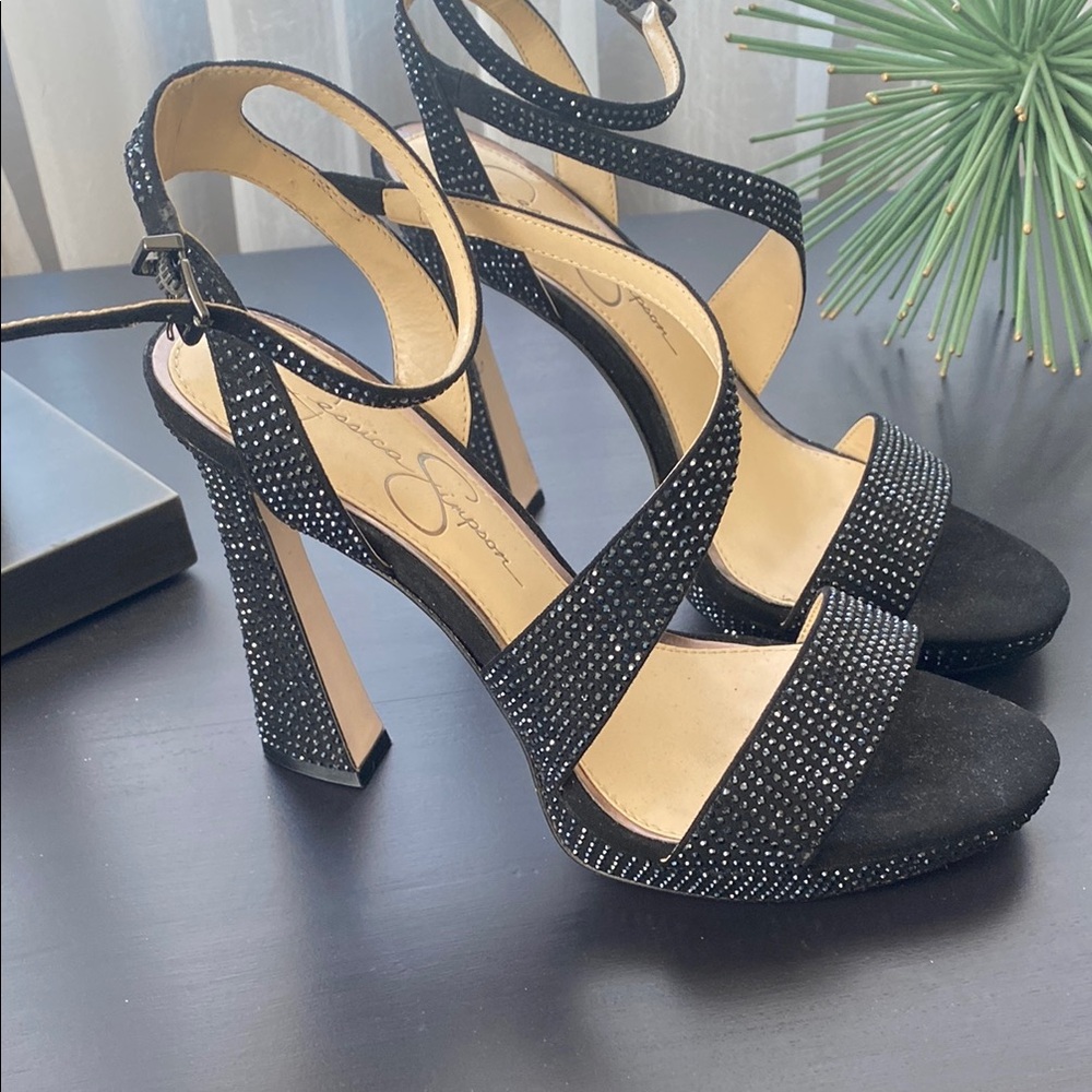 Jessica Simpson sparkle Black Strappy Heels